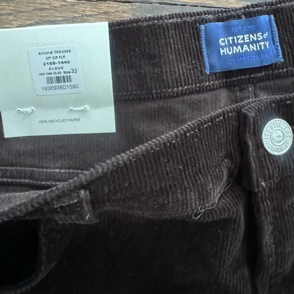 Citizens of Humanity Annina Cotton-Blend Corduroy Wide-Leg Pants Brown clove 32 - Picture 7 of 7